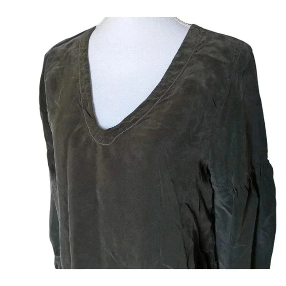 Nation LTD Gray 100% Cupro V Neck Balloon Sleeve Top Size Small Made in USA Puff - Picture 4 of 7
